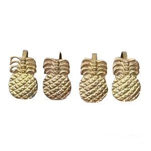 Vintage Brass Pineapple napkin rings. Made in India. Set of 4.